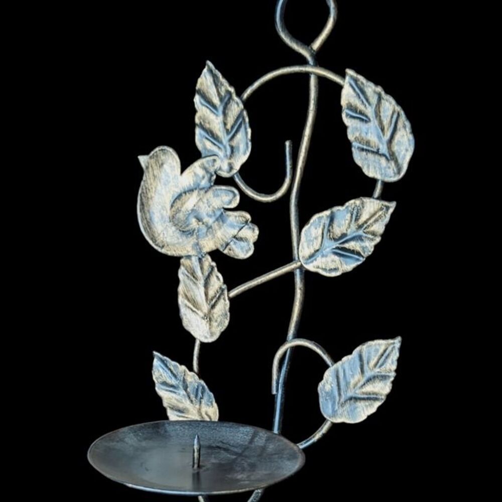 Metal Leaf Design Shabby Candle Holder